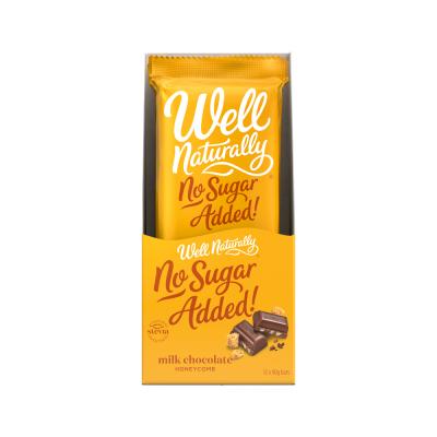 Well Naturally No Added Sugar Block Milk Chocolate Honeycomb 90g x 12 Display